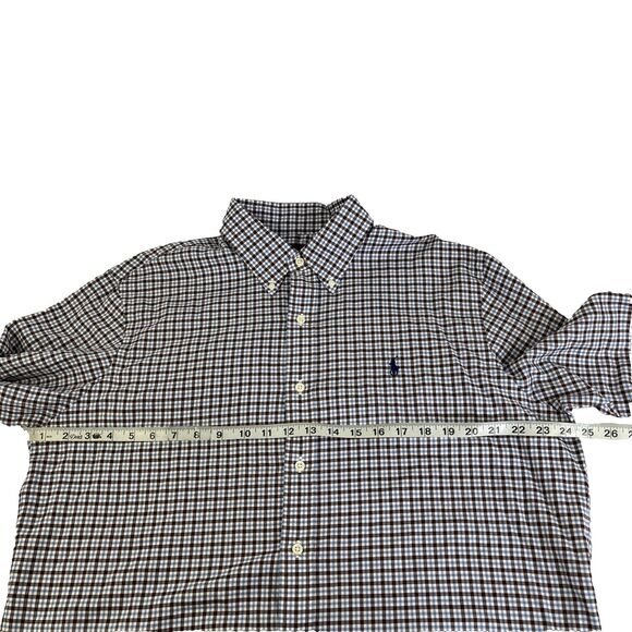 Mens Ralph Lauren Long Sleeve Button Down Shirt Sz L Maroon/Blue Check - Picture 3 of 7